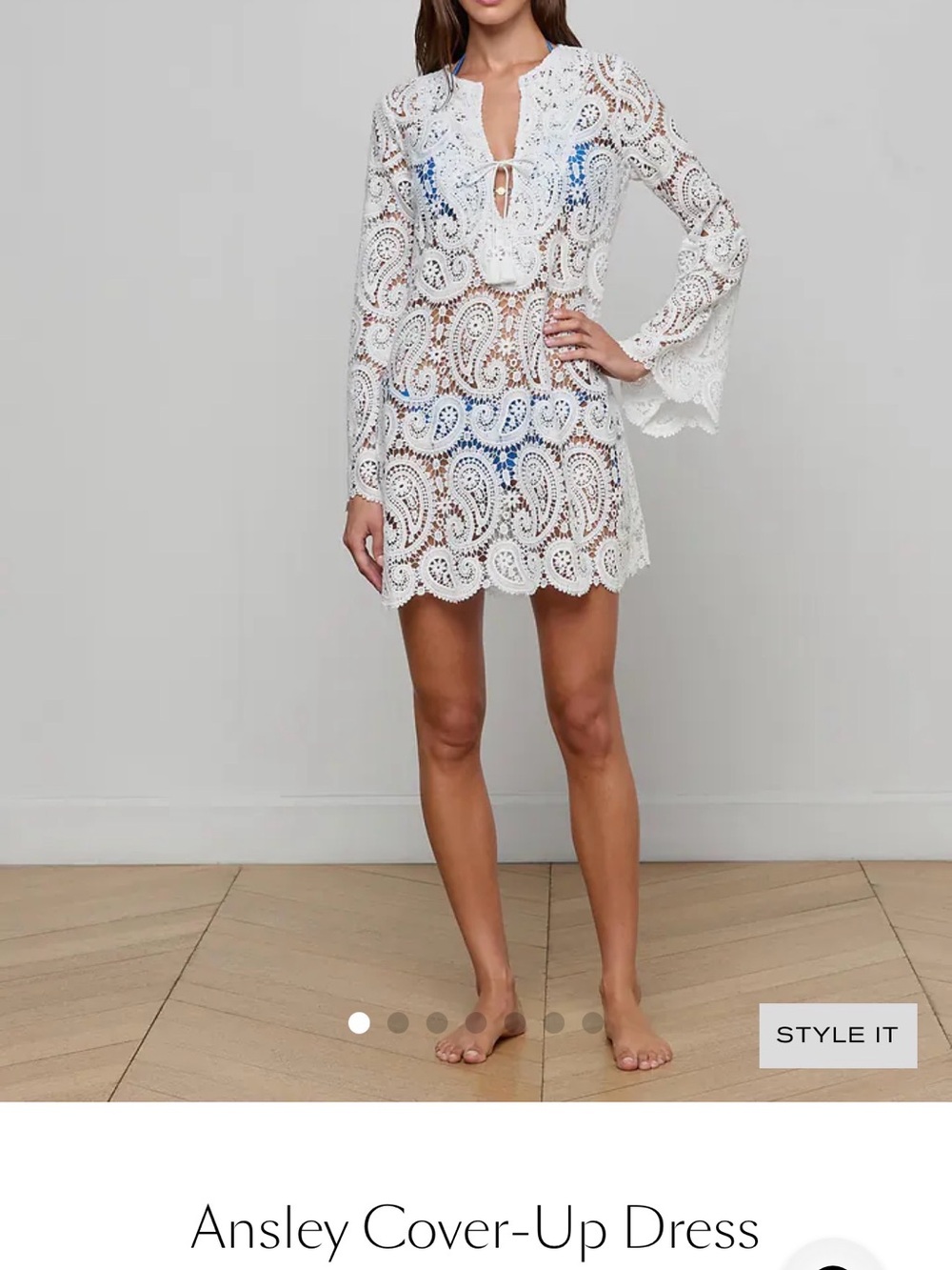 NWOT L'AGENCE White Lace Paisley Swim Cover-Up